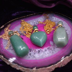 Green Aventurine aromatherapy bottle pendant necklace